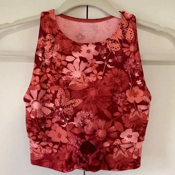 OFFLINE by Aerie Activewear Tank Top Floral Butterfly in Red and Pink Size XS - Picture 1 of 4